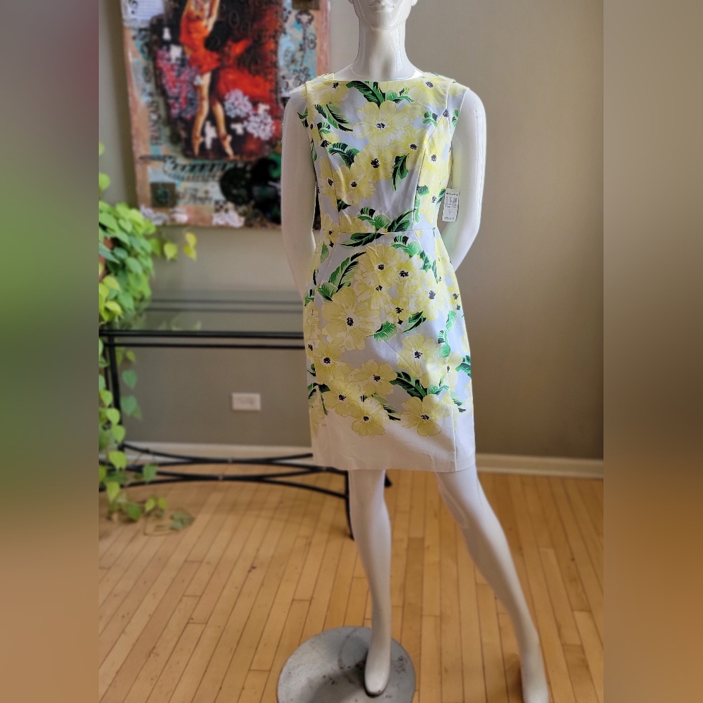 Dress Barn Yellow Flower Sheath Dress - Knee Length - Picture 5 of 8